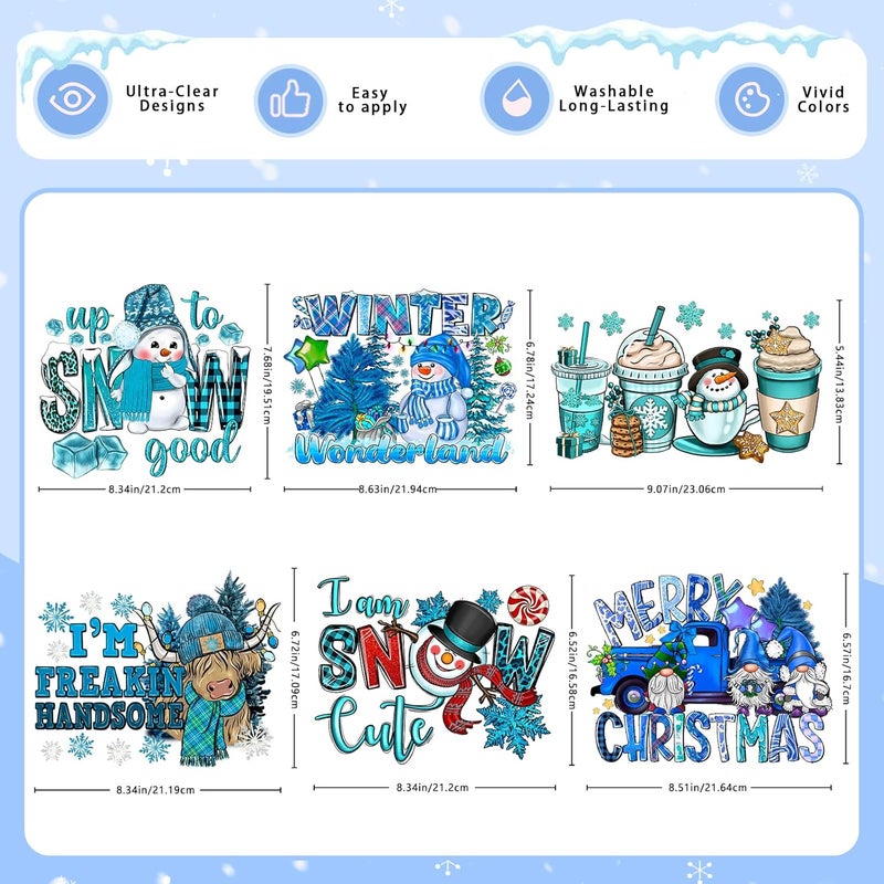 Tintnut نقلات عيد الميلاد DTF جاهزة للضغط - 12 ورقة ملصقات ثلجية للكي على القمصان والملابس ملصقات نقل حراري لتصميم حقائب القماش - Image 4